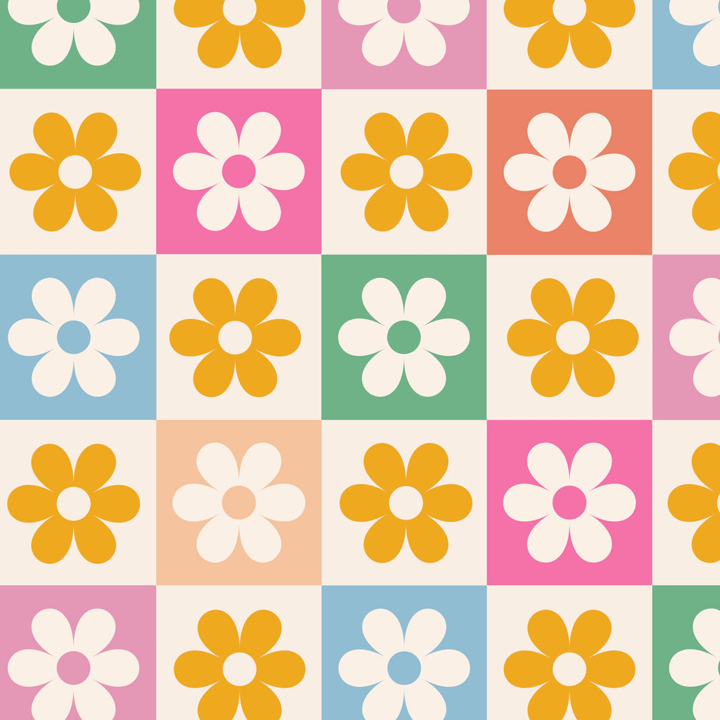 Checkerboard Floral Print